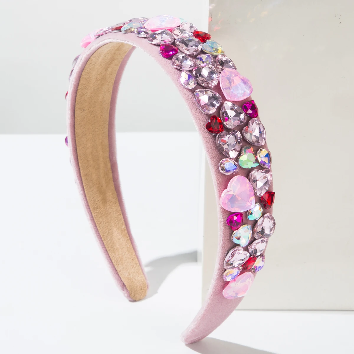 Cross Border New Valentine\'s Day Headband With Wide Edge, Colorful Heart, Full Drill Bit, Sweet and Versatile High-end Headband