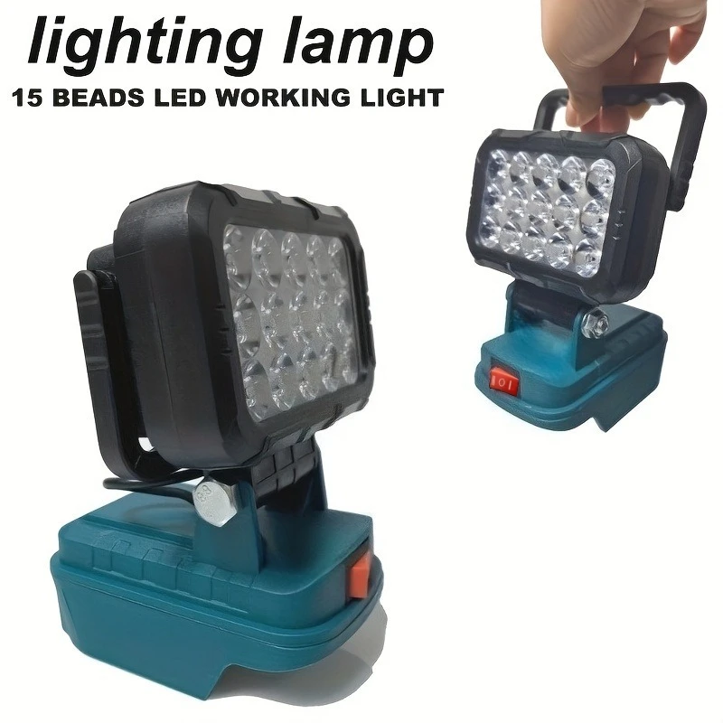 18V Cordless LED Work Light, 15-LED Spotlight with Adjustable Bracket, Portable Lamp for Workshop Camping, No Battery