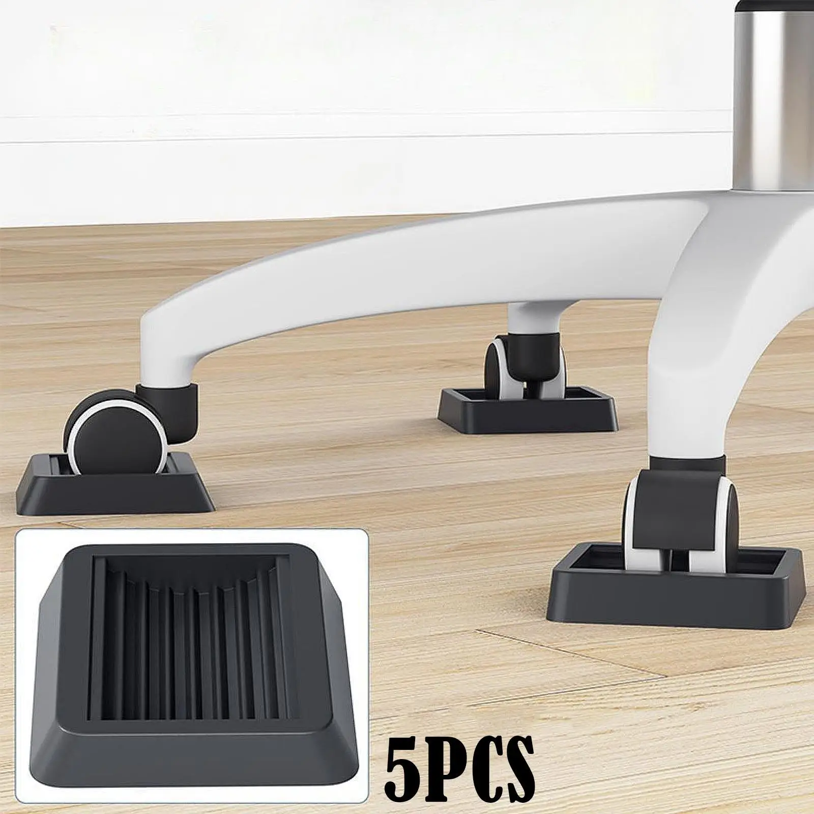 

5 Pieces Furniture Caster Cups Floor Protector Furniture Foot 3.15"x3.15" Floor Grip Square Anti Sliding for Chair Couch Bed