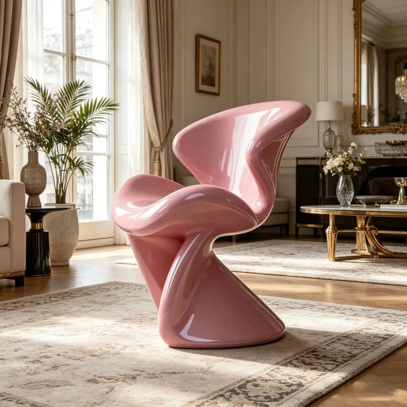 Special-shaped electroplated fiberglass chair European designer chair living room home high-end dining chair customization