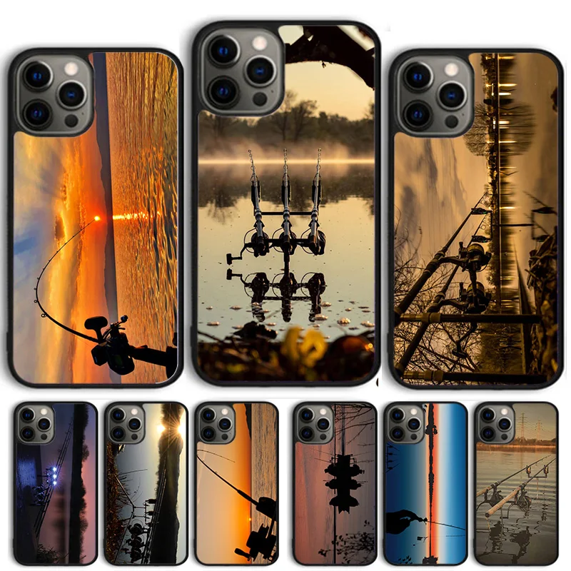 Carp Fish Fishing rod coque Phone Case for iPhone 16 15 14 12 13 mini PLUS X XS XR 11 PRO MAX coque Cover Fundas