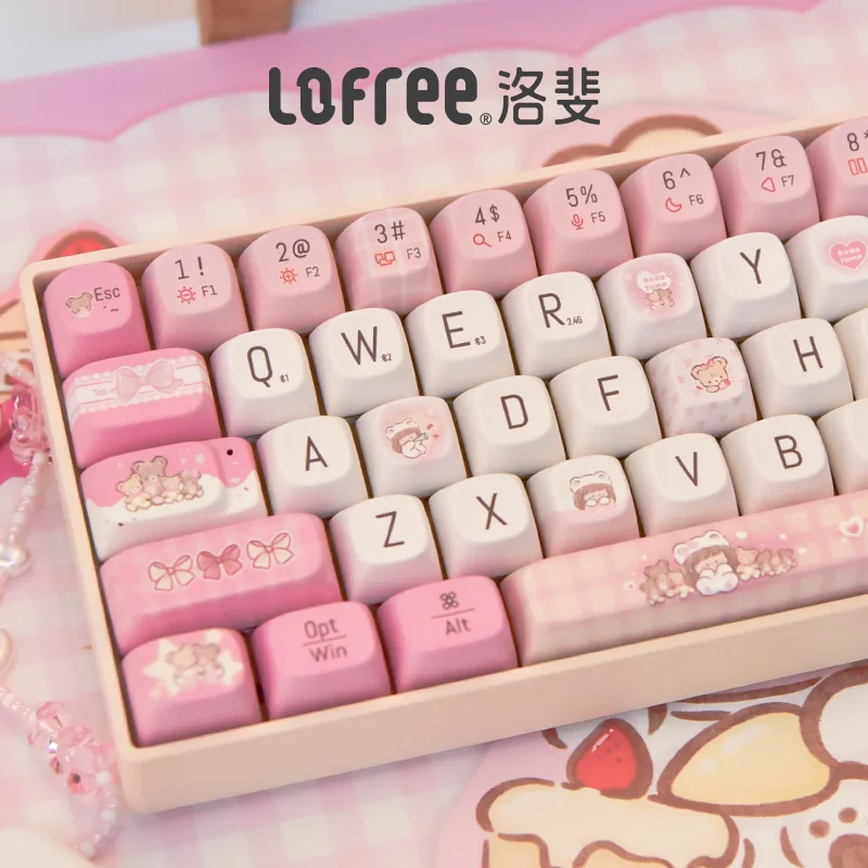 Lofree Cute Meat Sauce Small Keycap PBT Five-sided Sublimation Process 68/100 Key No Oil Ball Cap (keycaps, No Keyboard)