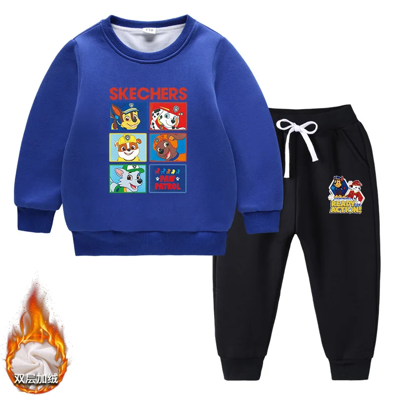 Paw Patrol Kids Clothing Boys Thickening Sweater Trousers Spin Master Girls Clothes Pullover 2PCS Cotton Winter  Kawaii Clothes