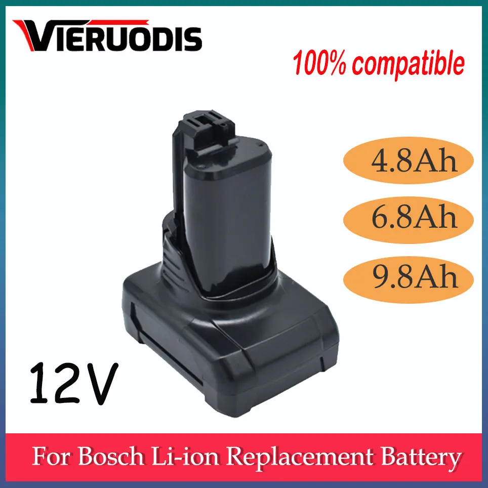 

12VFor Bosch 4.8AH/6.8AH/9.8AH Li-ion BAT420 Replacement Battery For Bosch BAT411A BAT412 BAT412A BAT413 Max Power Tools Battery