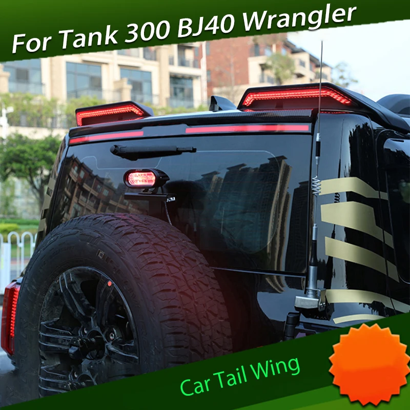 Car Tail Wing for Tank 300 Wrangler BJ40 Tail Segment Streamer Tail Roof To Cyber with Light Top Wing Appearance Decoration