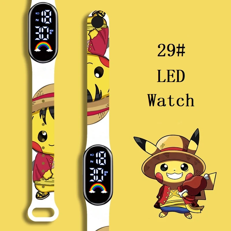 

Pokemon Strap LED Electronic Watch Fashion Colorful Bracelet Touch Waterproof Anime Character Pikachu Children's Birthday Watchs