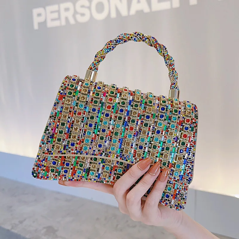 Dazzling High-End Custom Evening Bag for Women, Niche Design Small Square Purse, New Fashion Single Shoulder Crossbody Handbag