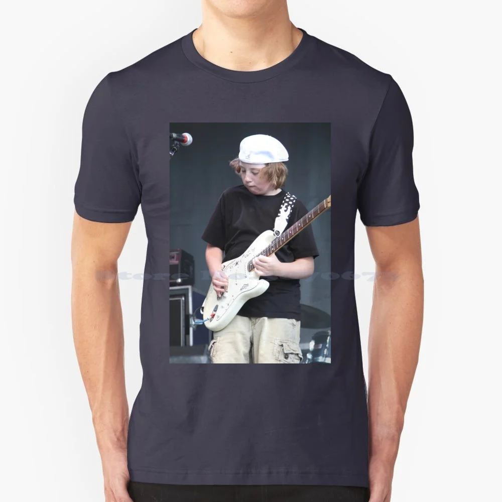 Quinn Sullivan Photograph T Shirt 100% Cotton Tee Eleven Year Old Child Guitar Prodigy Quinn Sullivan Is Shown Playing The