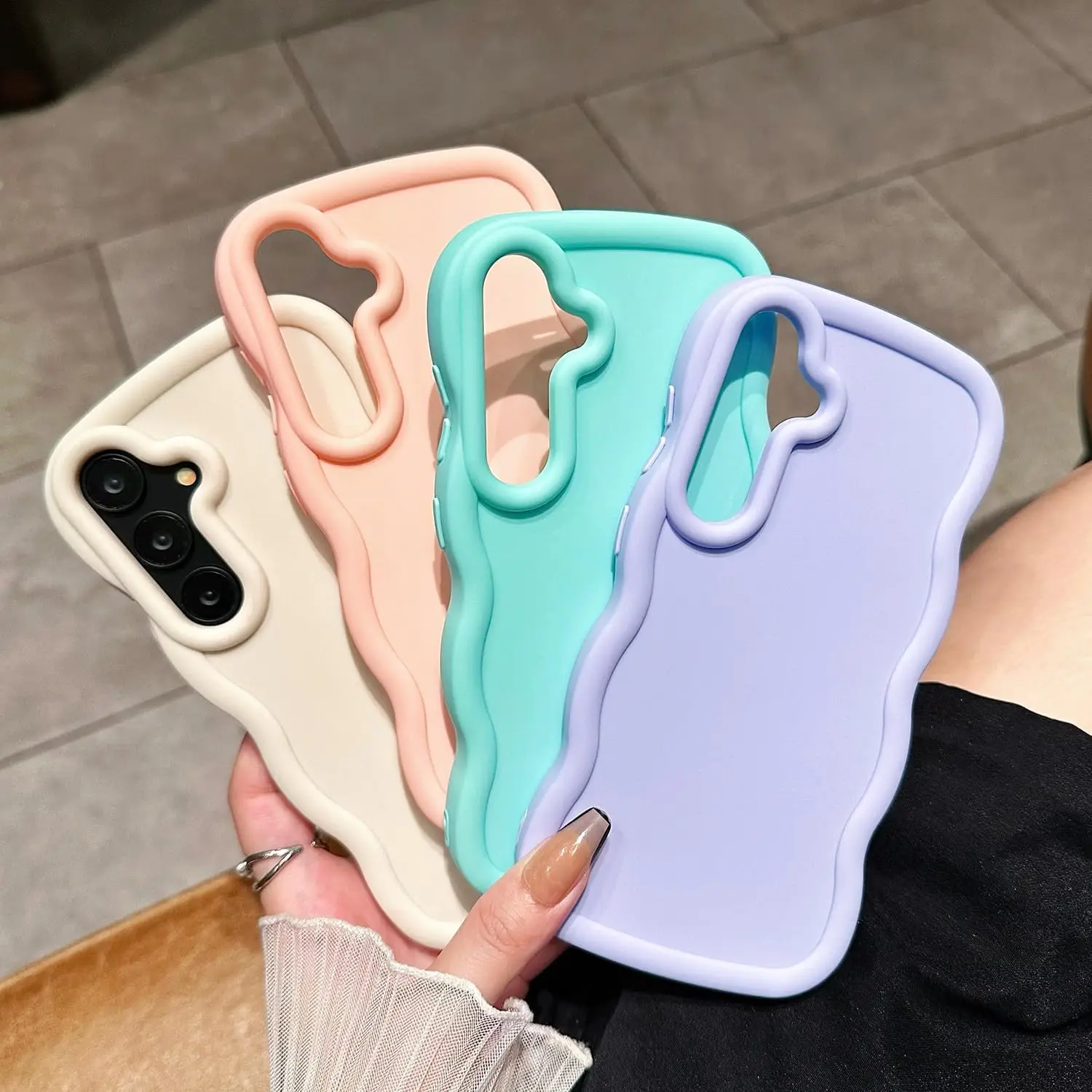A15 Hülle Macaron-Farbe, gewellter Rahmen, weiche TPU-Schutzhülle für Samsung A05S A14 A16 A17 A25 A54 A35 A55, stoßfeste Handyhülle, Coque – Detail 1