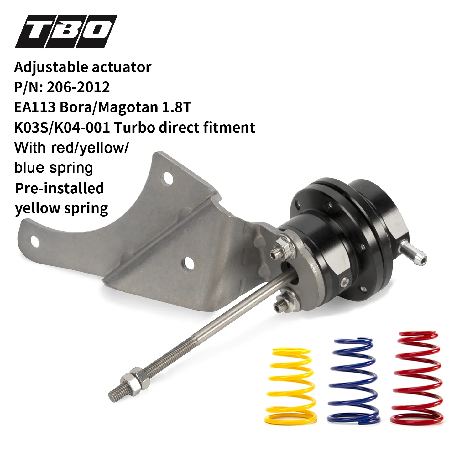 

Turbo Wastegate Adjustable Actuator For EA113 Bora/Magotan 1.8TK03S/K04-001 Direct Fitment With Pre-installed Yellow Spring