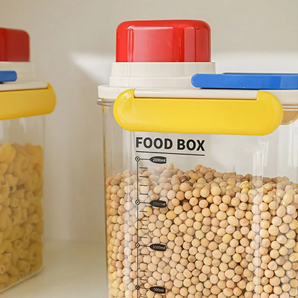 Fridge Organizer Cereal Storage Box Dust-proof Transparent Food Sealed Jars Plastic with Measuring Line Sealed Canister