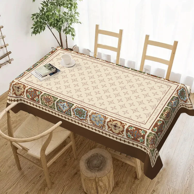 1pc New Retro Ethnic Pattern Tablecloth, with exquisite and complex patterns, suitable for home and dining table use.