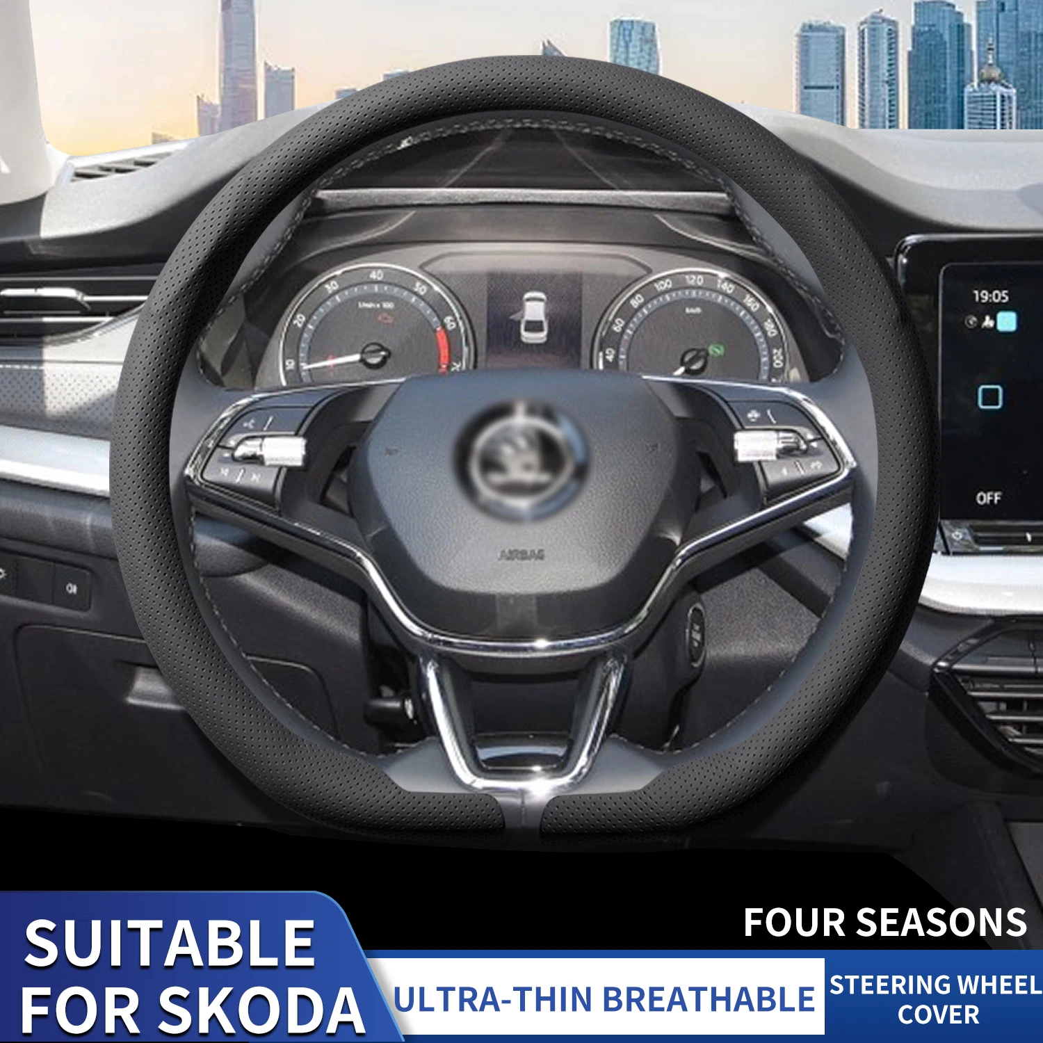 

Новый чехол на руль для SKODA Octavia Fabia Rapid Superb Kamiq, 38 см, роскошный, дышащий, ультратонкий, премиум-класса.