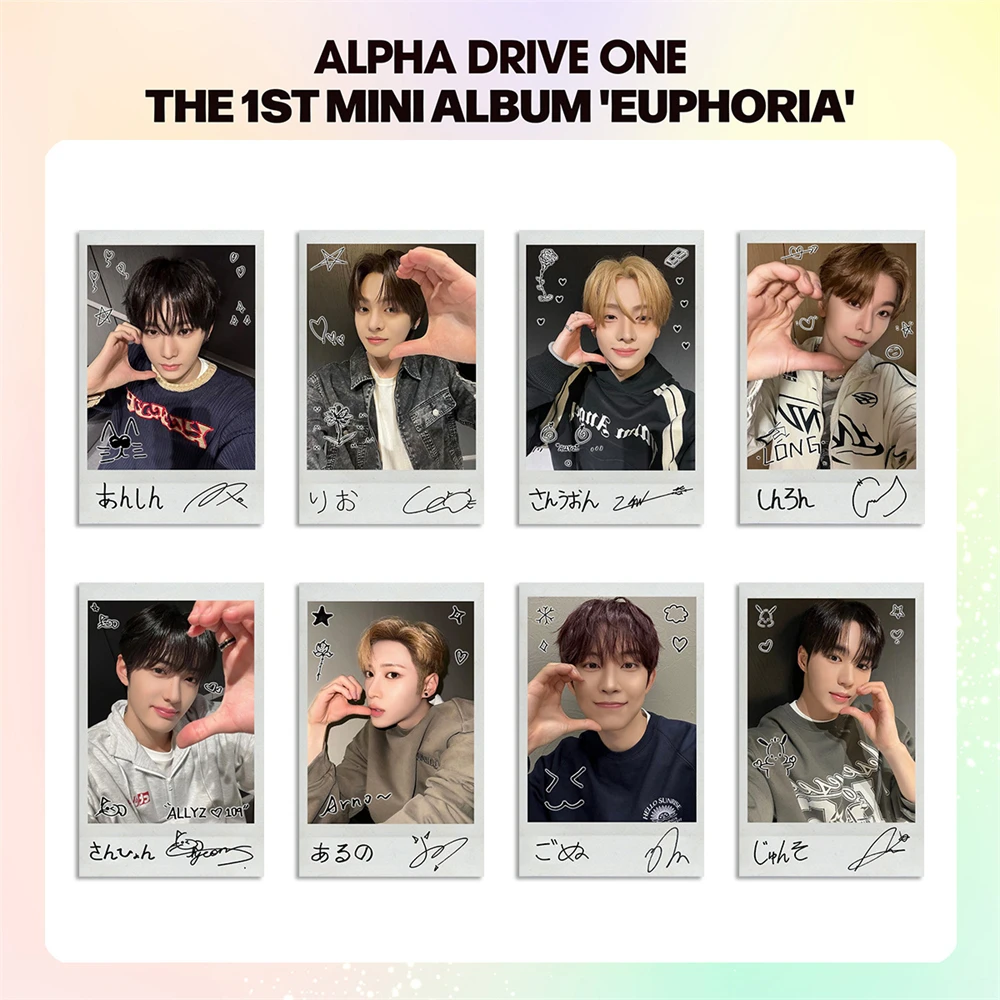 8 Tarjetas LOMO del Álbum EUPHORIA de KPOP ALPHA DRIVE ONE, Fototarjetas de Doble Cara ALD1, SANGWON, JUNSEO, LEELEO, ANXIN, Postales para Coleccionar