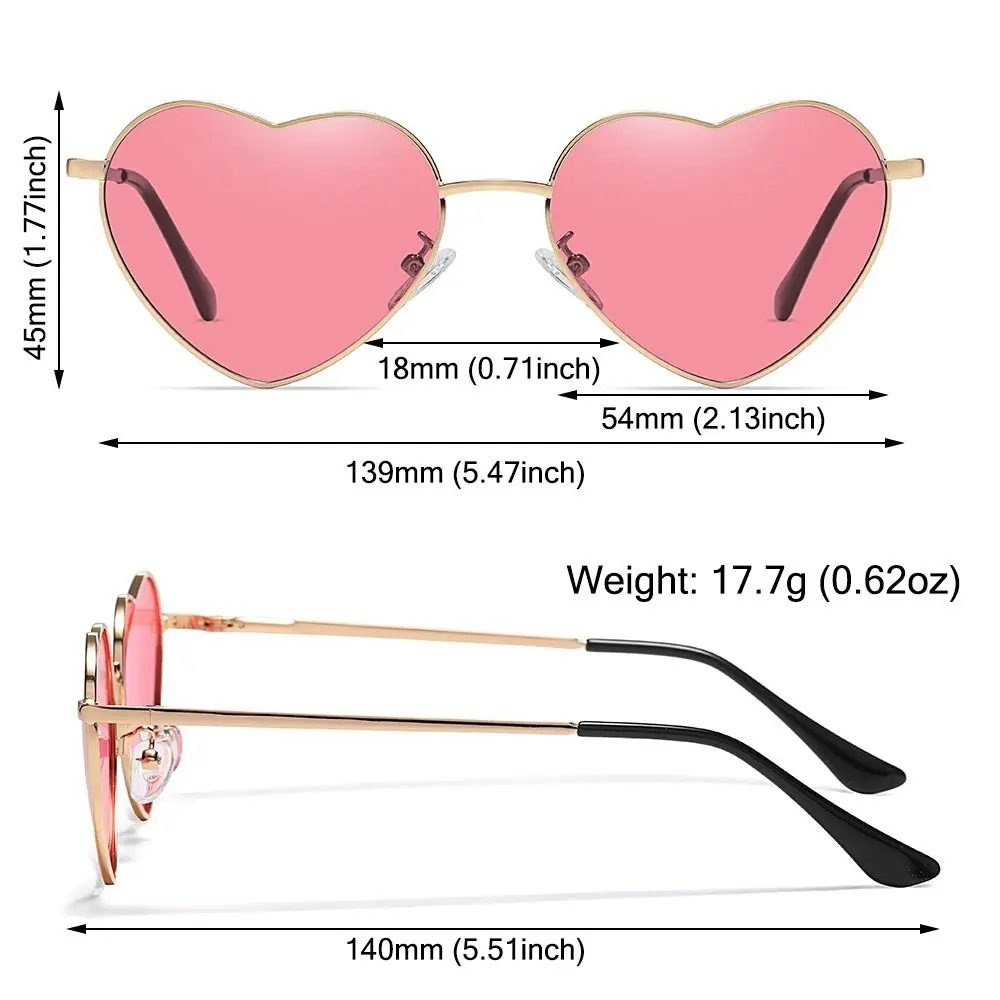 Vintage Metal Frame UV400 Protection Fancy Accessories 90s Glasses Shades Heart Sun Glasses Heart-Shaped Sunglasses