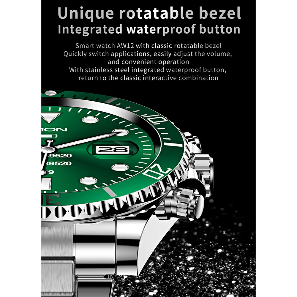 AW12 Smart Watch for Men Women Bluetooth Call Smartwatch Men\'s Wristwatch Steel Wrist Clock Waterproof Watches Fitness Bracelet
