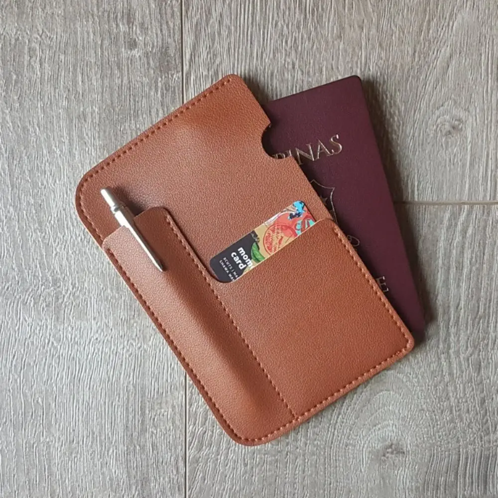 

Multiple Card Slots Passport Holder Wallet PU Leather Solid Color Portable Passport Bag Ultra-thin Lightweight