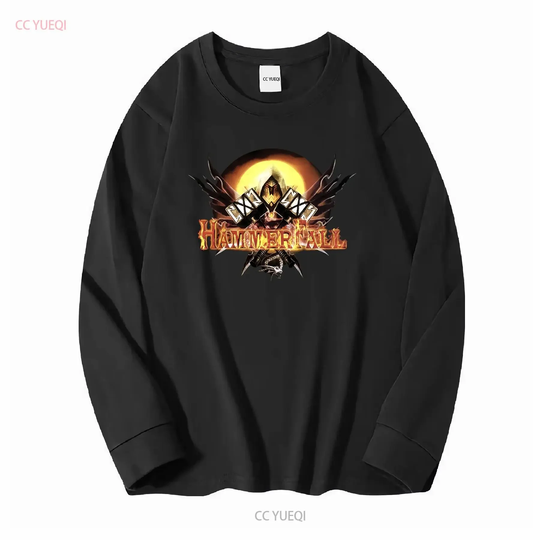 Hammerfall Hammer Of Dawn Promo Album T Shirt Faded Black Size L vintage Washed streetwear fashion graphic Casual Stylish