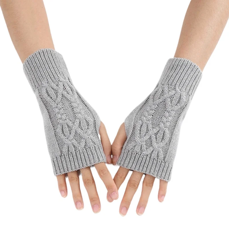 Half Finger Gloves for Women Winter Soft Warm Wool Knitting Arm Gloves Soft Warm Half Finger Handschoenen Unisex Mitten Guantes