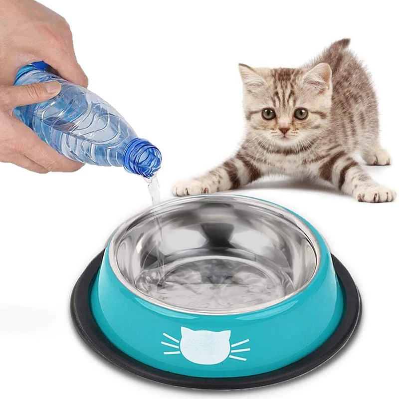 Thick Non-slip Cat Dog Food Bowl Foods Utensils Single Stainless Steel Pet Bowls For Cats And Puppies Cat Accessories