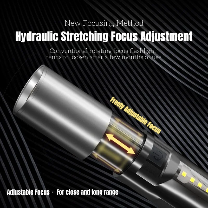 W7000 LED Flashlight 800 Lumens High Brightness Flashlight Waterproo Dustproof Type-c Fast Charging Super Bright LED Flashlight