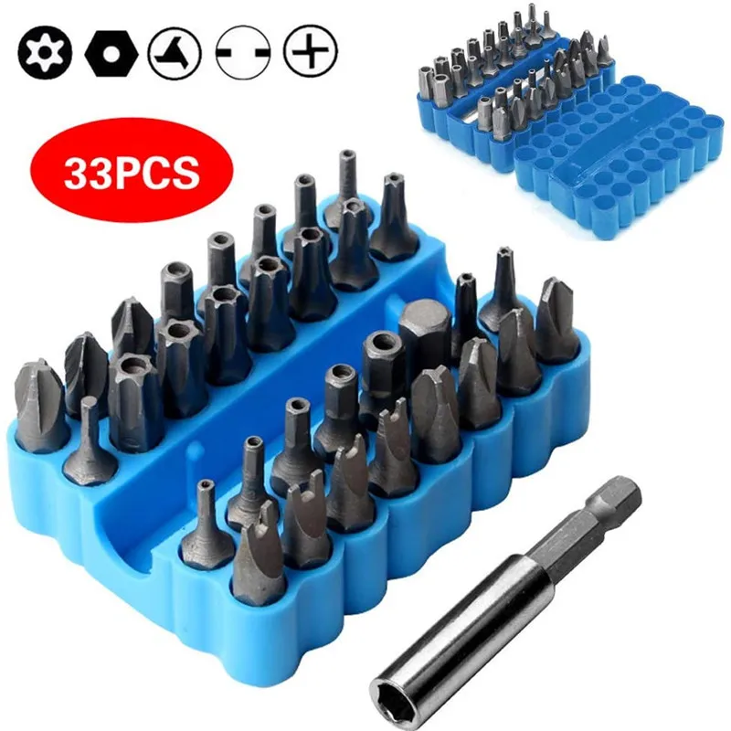 Juego de brocas de destornillador eléctrico, accesorios de combinación de tres garras y cuatro garras, Hexagonal, flor de ciruelo, 33 unids/set