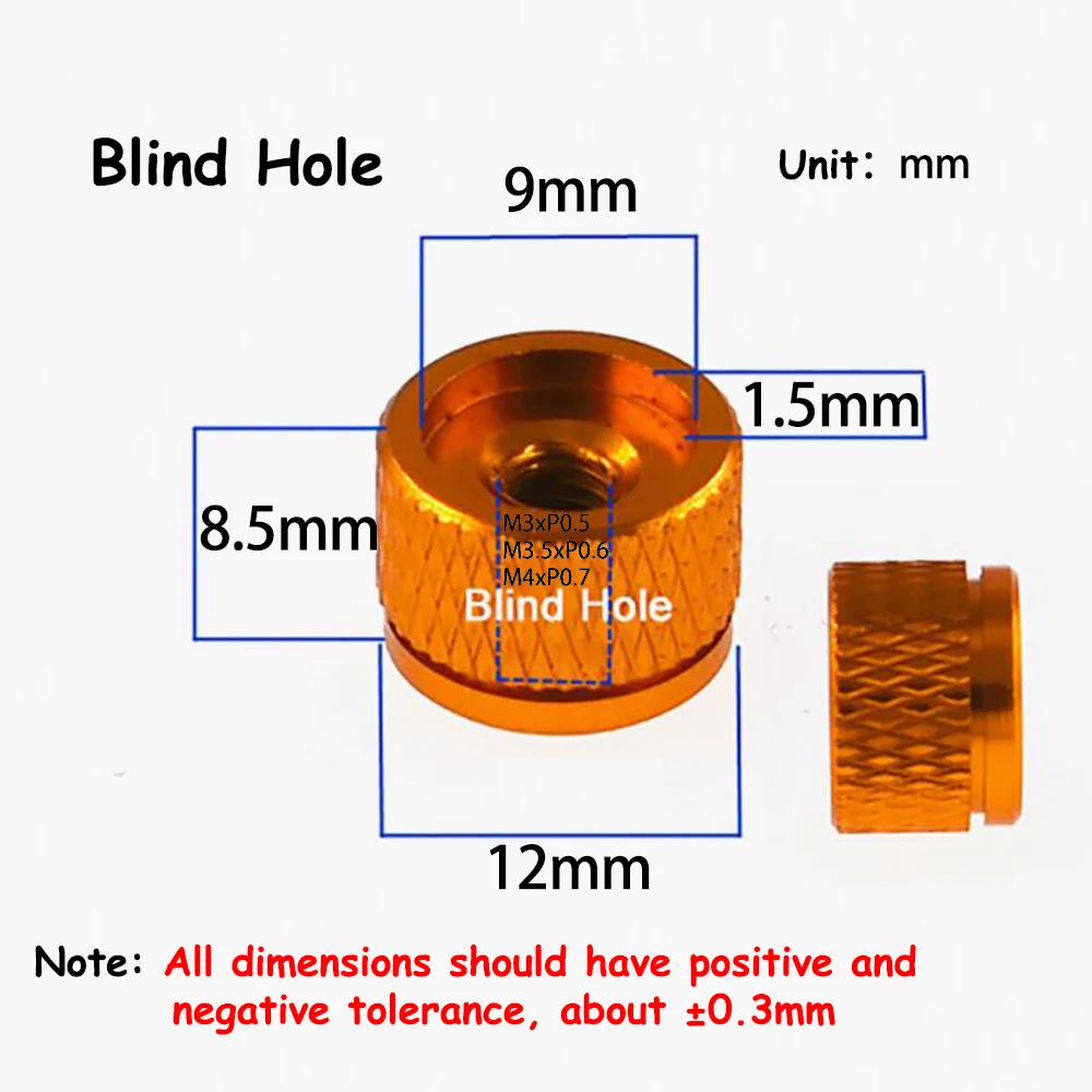 

6#-32UNC & M3-M4 Coarse Hand Tighten Thumb Nuts - Aluminum Colorful Hatching Knurled, for PC Case Blind Hole Parts