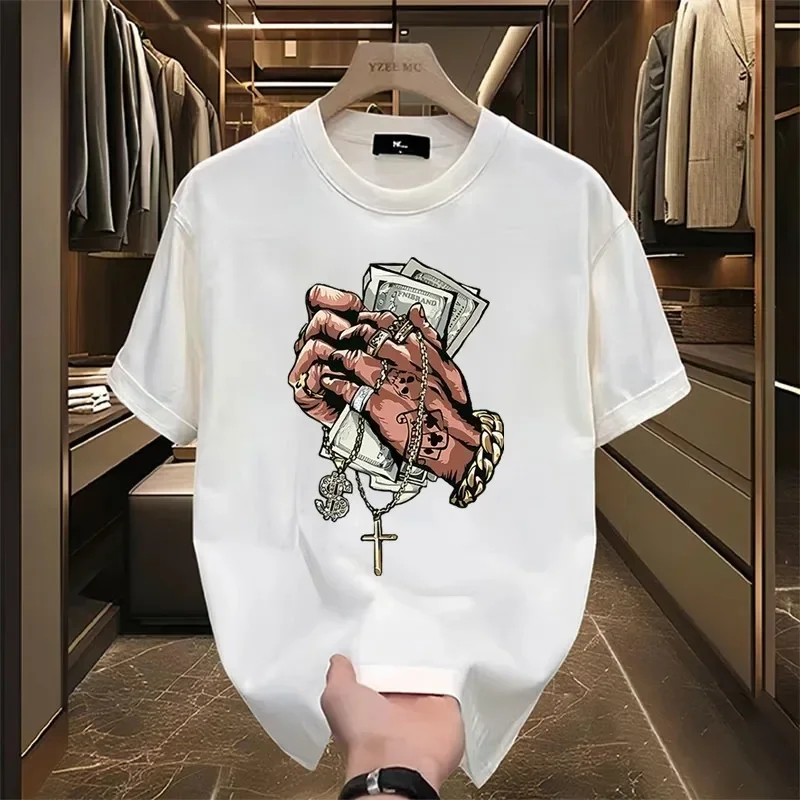 Luxury high-end pattern printing 100% cotton men's T-shirt summer casual fashion T-shirt trendy brand high quality short sleeve - Image 5