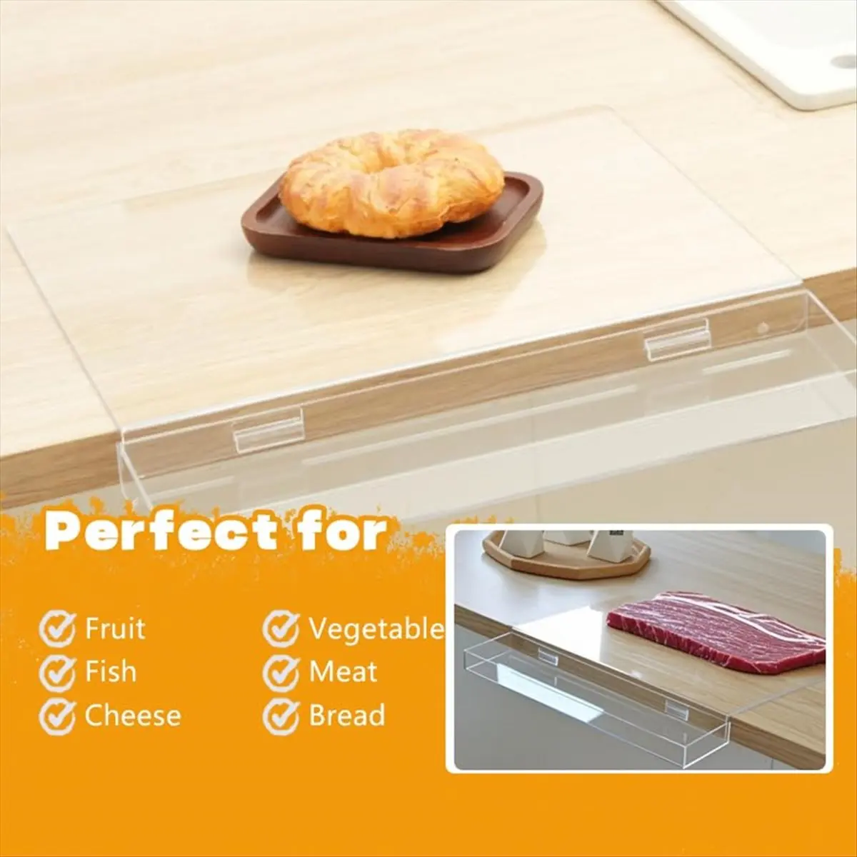 A67T NEW Acrylic Cutting Board with Waste Container and Counter Lip,17x13 Inch Large Clear Cutting Board for Kitchen Countertop