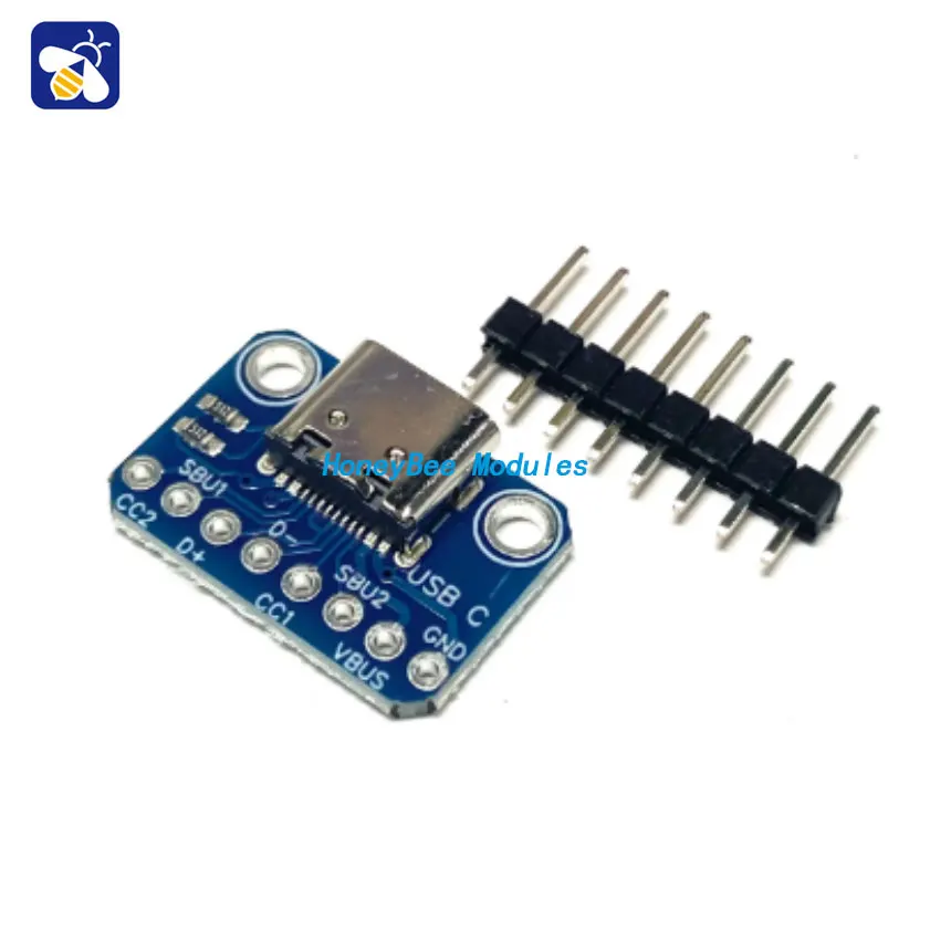 USB TYPE-C adapter board 2.54MM CC1 CC2 5.1K pull-down resistor connection Send row of pins