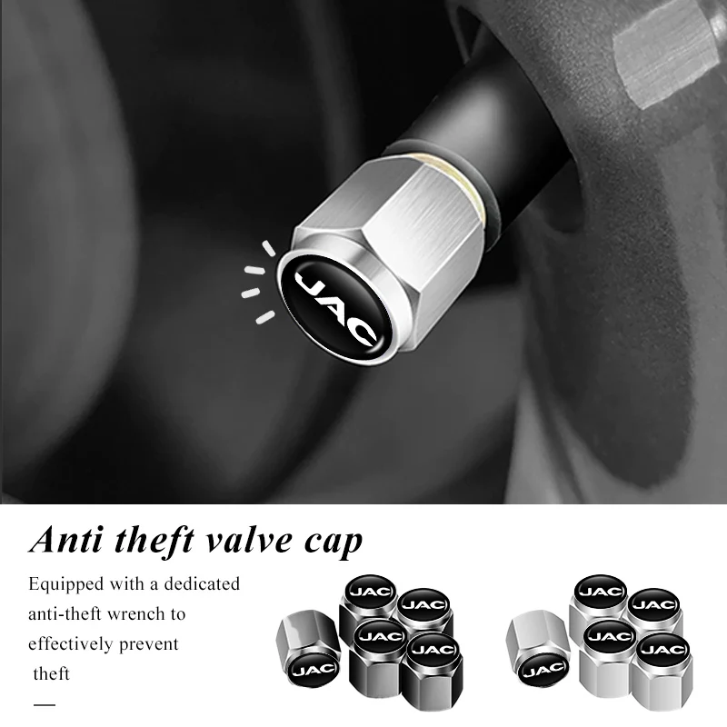 5 pçs tampas da válvula do pneu do carro à prova de roubo haste do pneu da roda de alumínio para jac j3 j2 s5 a5 j5 j6 j4 vapor s2 t8 placa afinar