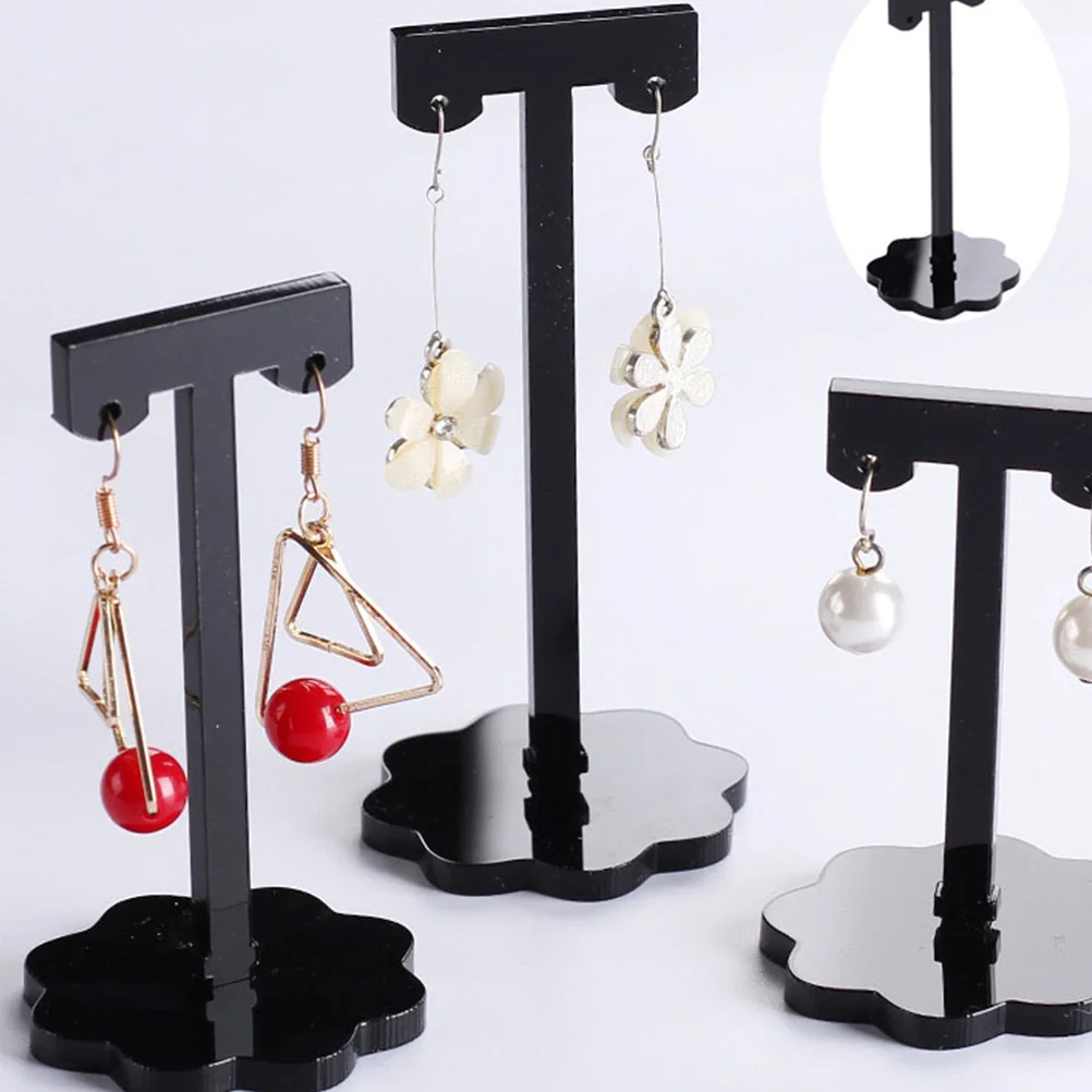 

3Pcs Acrylic Earrings Rack Durable Black Metal Jewelry Display Stand Holder Organizer for Necklaces Bracelets Watches Store