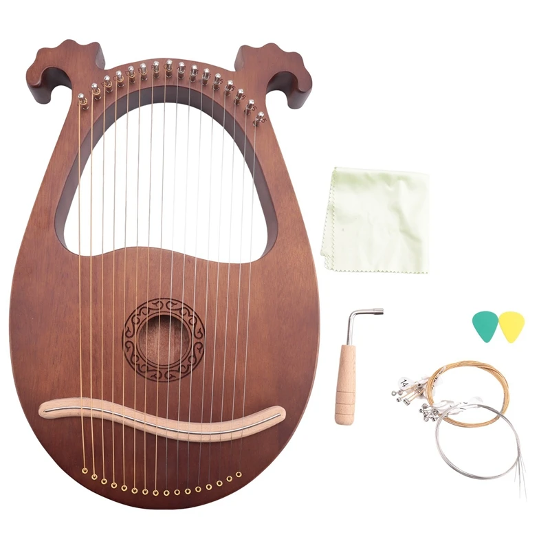 

Lyre Harp, 16 String Mahogany Body String Instrument Body Instrument With Tuning Wrench And Spare Strings