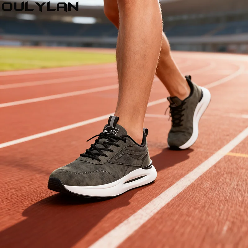 

Oulylan Outdoor Pure Color Work Shoes Lace Up Casual Footwear Male Leisure Comfort Runshoes Men Antiskid Wear Resistant Sneakers