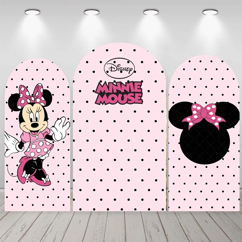 Cartoon Pink Minnie Disney Mouse Baby Kids Girl Birthday Gift Party Arch Backdrop Custom Kids Room Photo Poster Decor Background