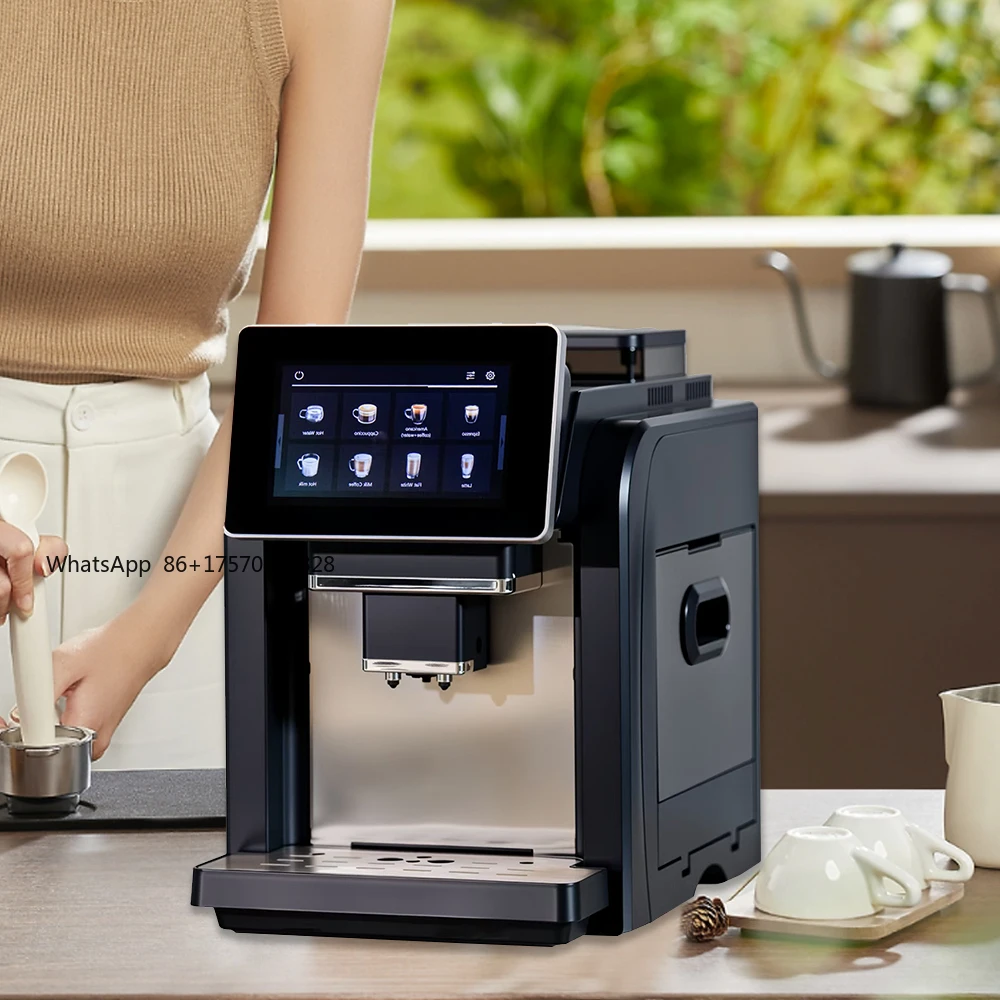 Cafetera Eléctrica con Pantalla Táctil de 7 Pulgadas, Cafetera de Espresso Automática, Máquina de Café Comercial Totalmente Automática