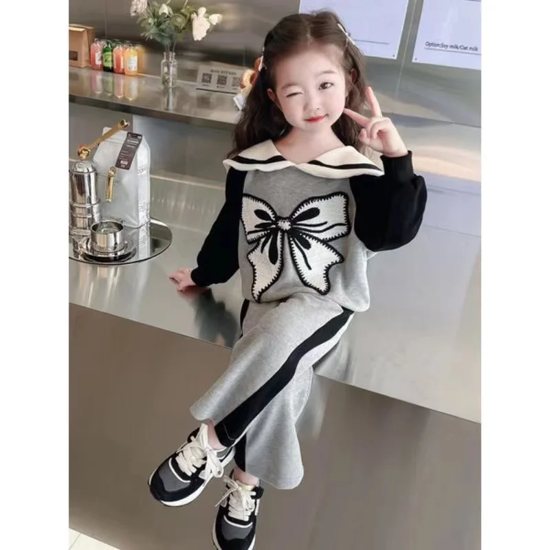 

Girls Casual Simple Suit New Hoodie Autumn and Winter Children's Wear Korean Version Pants 2024 New 2 4 6 7T Kids Outfits