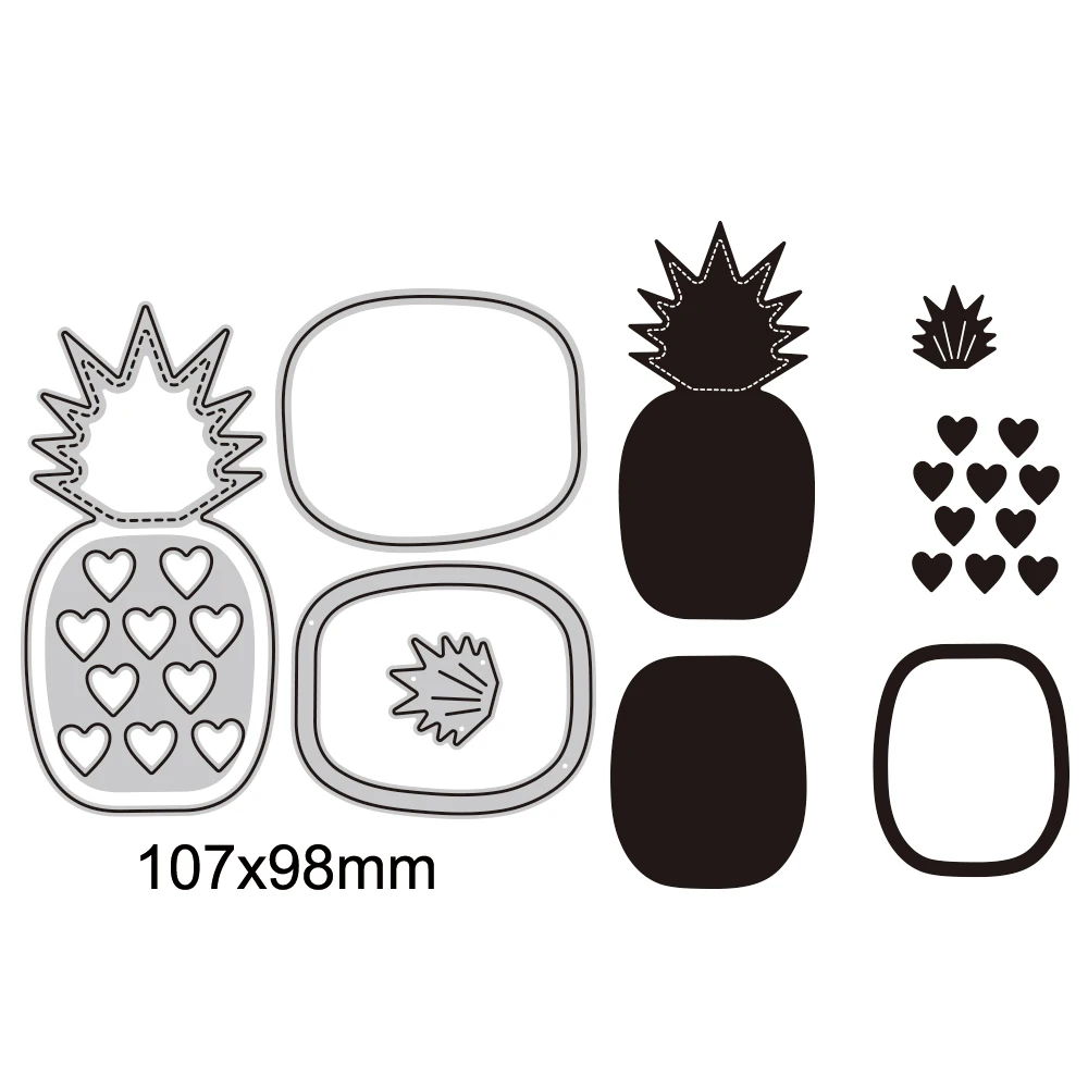 Pineapple Yummy Fruit Heart Shakers Metal Cutting Dies For DIY Scrapbooking Paper Cards Embossed Decorative Craft Diecut New