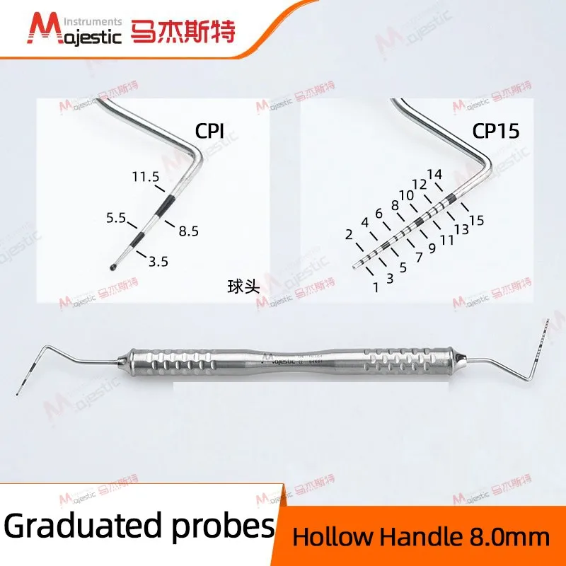 Sonda graduada Dg16 endodoncia Cpi sonda periodontal odontología Cp15 explorador endodóntico productos dentales mango hueco 8,0mm