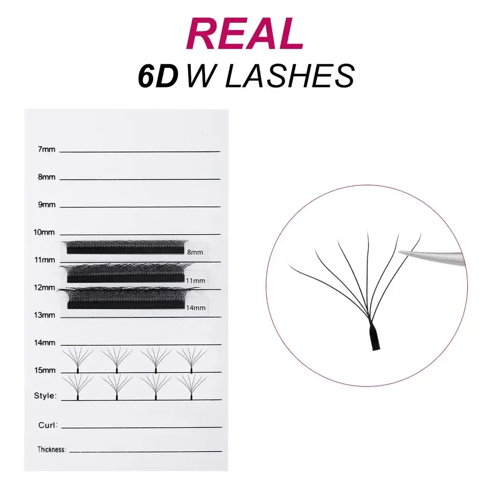 FADVAN New 6D - W Shaped Eyelash Extensions 0.07 D 8-14mm Soft Natural Professional Lashes