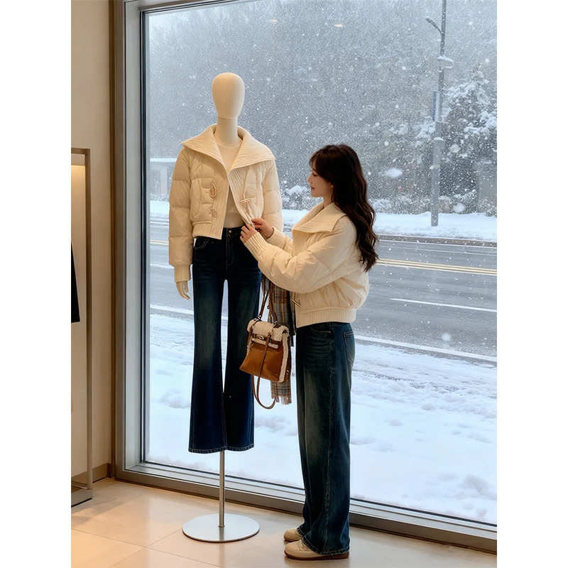 

Модное женское осенне-зимнее пальто из хлопка Jaet, теплое пальто с роговыми пуговицами, модное универсальное пальто для поездок на работу