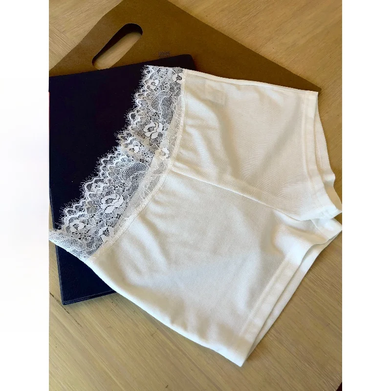 

Сексуальные кружевные шорты с завышенной талией для женщин, не просвечивающие, для многослойных образов, в стиле Hot Girl, из 100% полиэстера, лето 2025