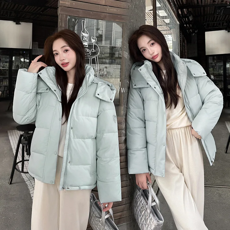 Short Hooded Down Cotton-padded Clothes for Women's Winter Thickened 2026 New Korean Version Loose Small Bread Clothes