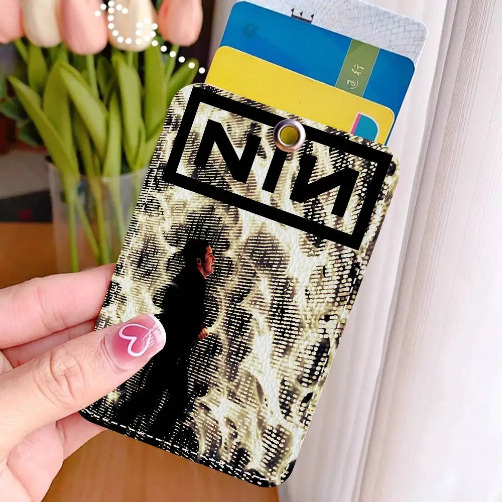 band Nine I-Inch N-Nails Vintage PU Soft Leather Rectangular Key Card Holder Induction Elevator Protection Cover Youth Faion