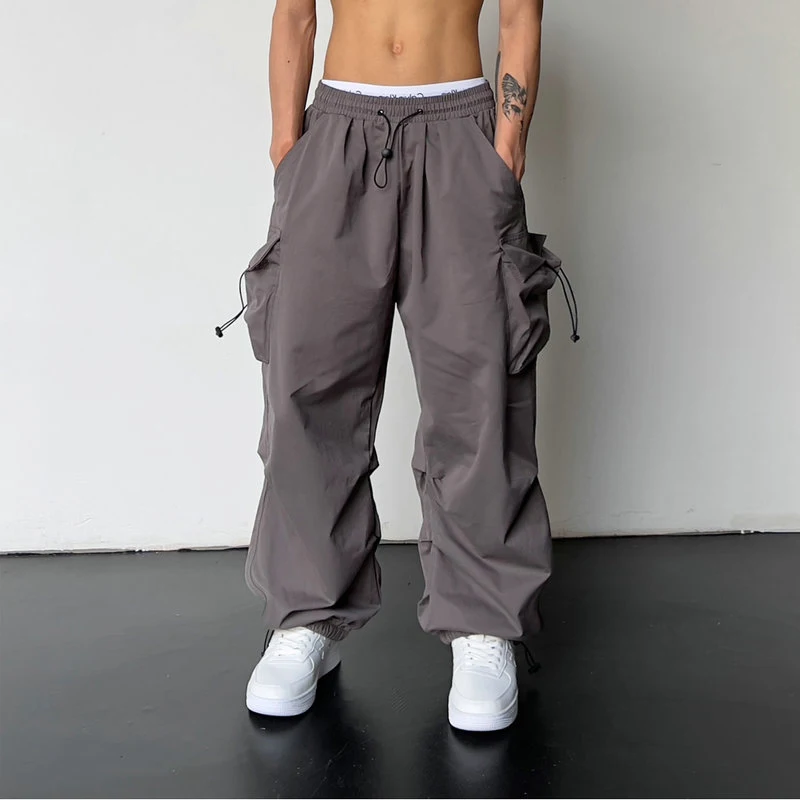 Streetwear Spring Summer Cargo Pants Men Solid Color Harajuku Casual Men\'s Joggers Wide Leg Loose Women\'s Pants