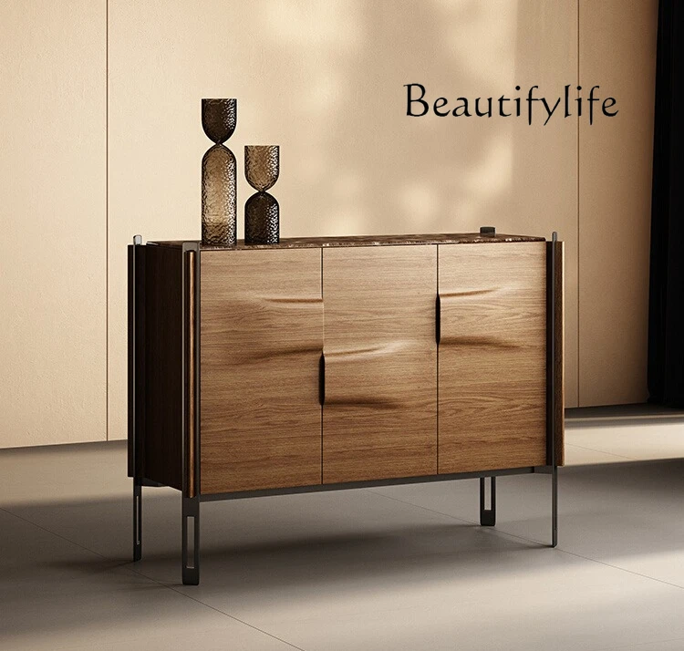 

Italian minimalist solid wood shoe cabinet modern minimalist porch cabinet light luxury high-end villa living room locker