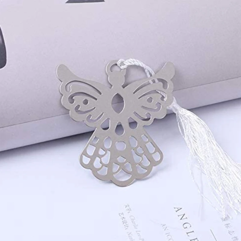 50Pcs Metal Angel Bookmark Favor With Elegant Silk Tassel Wedding Party Favor Gift Boxed Book Lovers Collection Bookmark