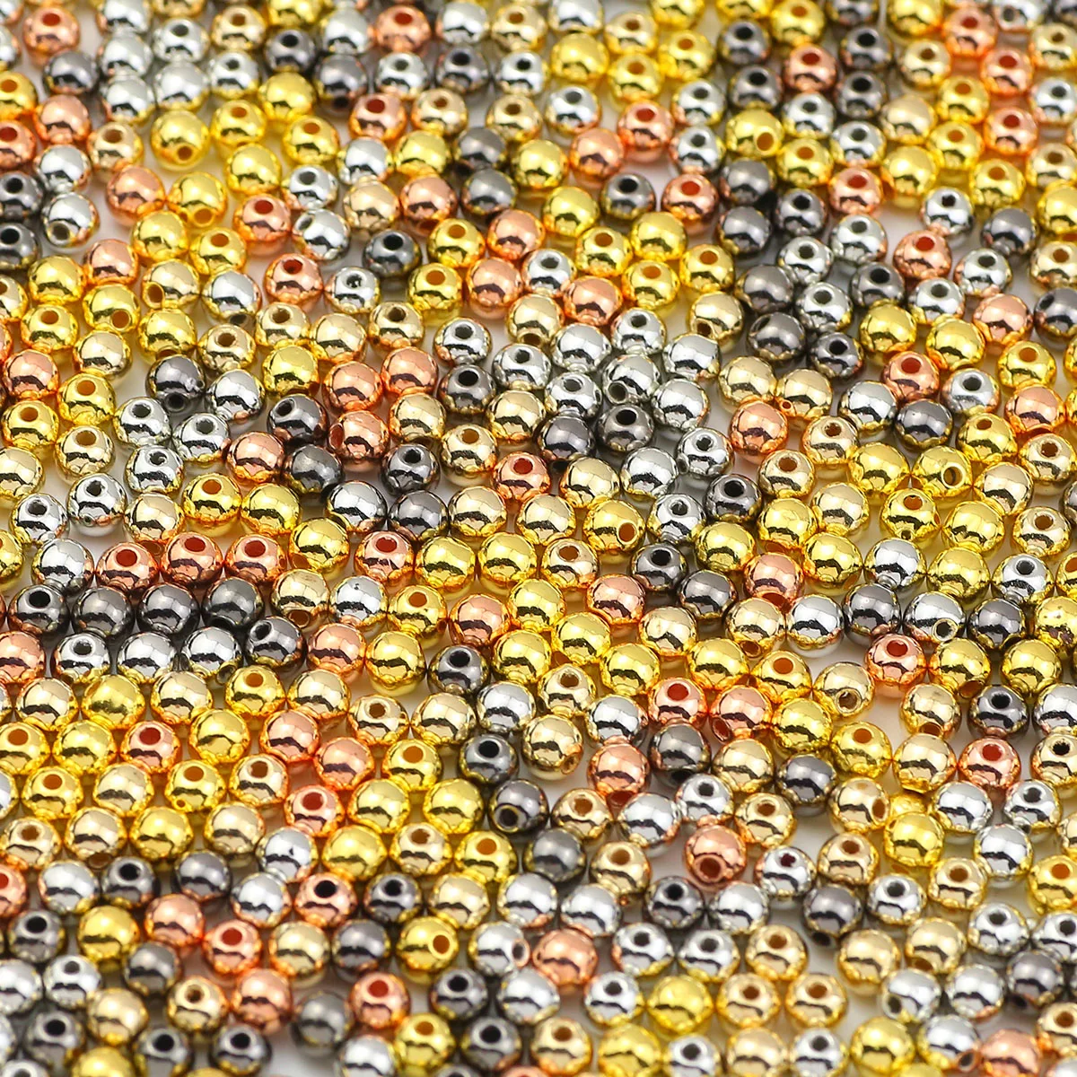 Glänzende runde Perlen CCB Gold versilbert Spacer lose Perlen 50 ~ 500 Stück 3/4/5/6/8/10 mm für Schmuckherstellung DIY Armbänder Halsketten
