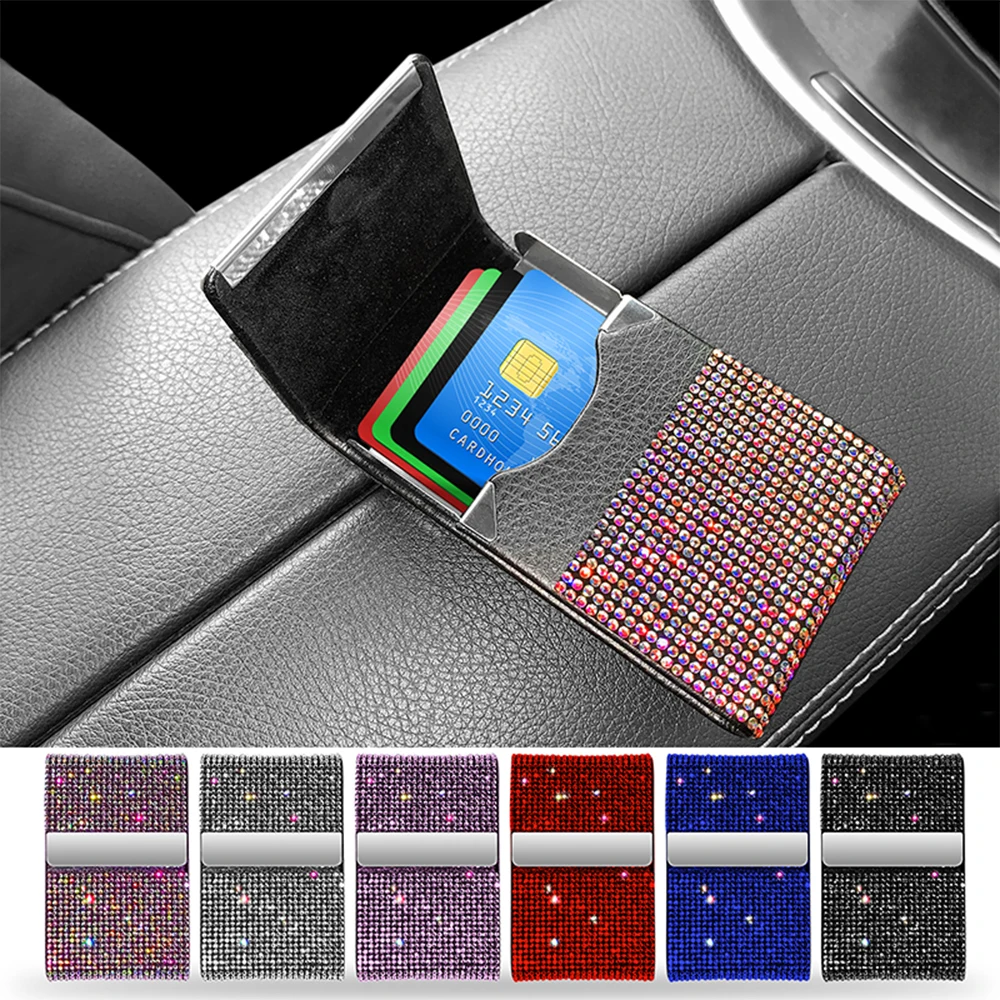 Diamond Driver License Card Holder For Car Driving License Credit Card Storage Interior Flip Ladies Girls Car Bling Accessories