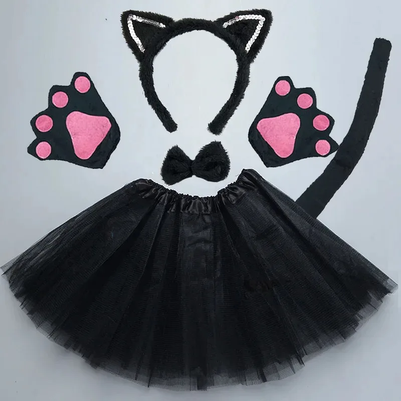 WU01 Хэллоуин Вечеринка Дети Косплей Фестиваль Костюм Дети Милые Кошачьи Уши Перчатки Сценический Костюм BirthdaJk5 *!